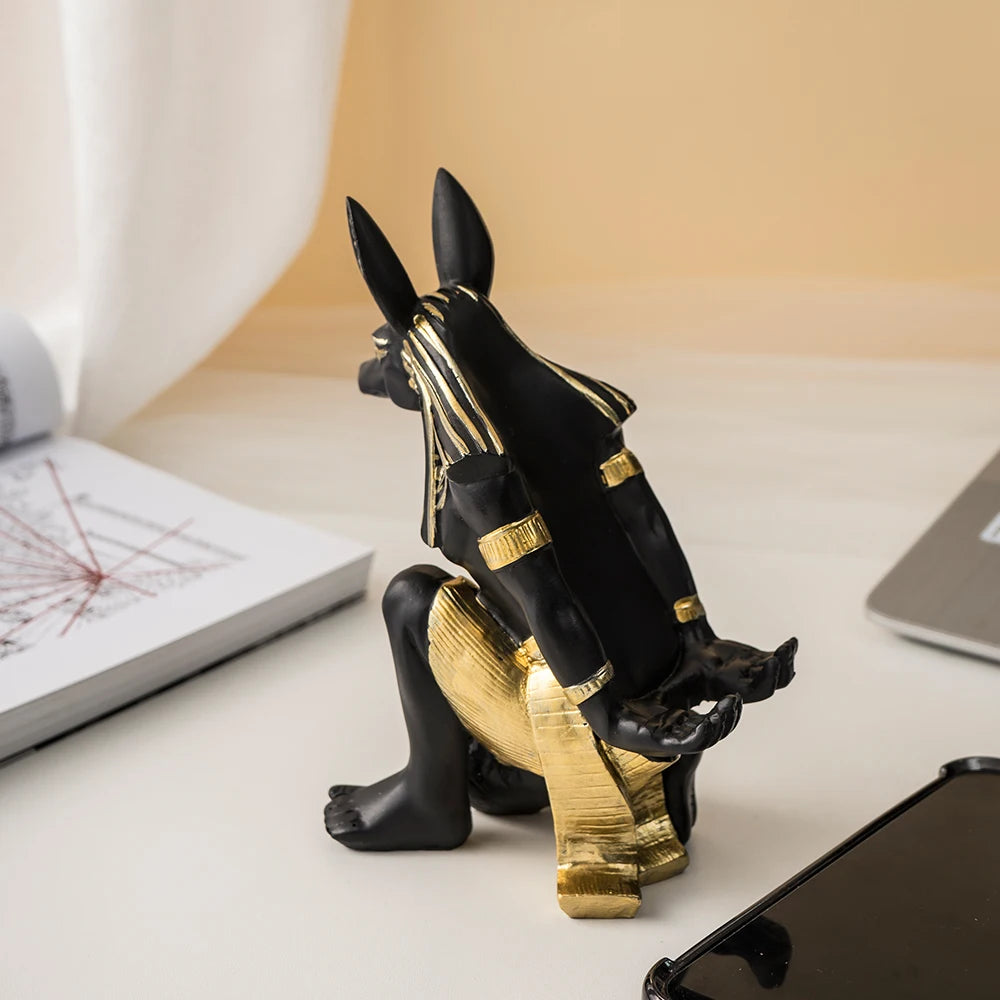 Egypt Art Anubis Wine Rack Statue Figurine Holder Animal Tabletop Office Living Room