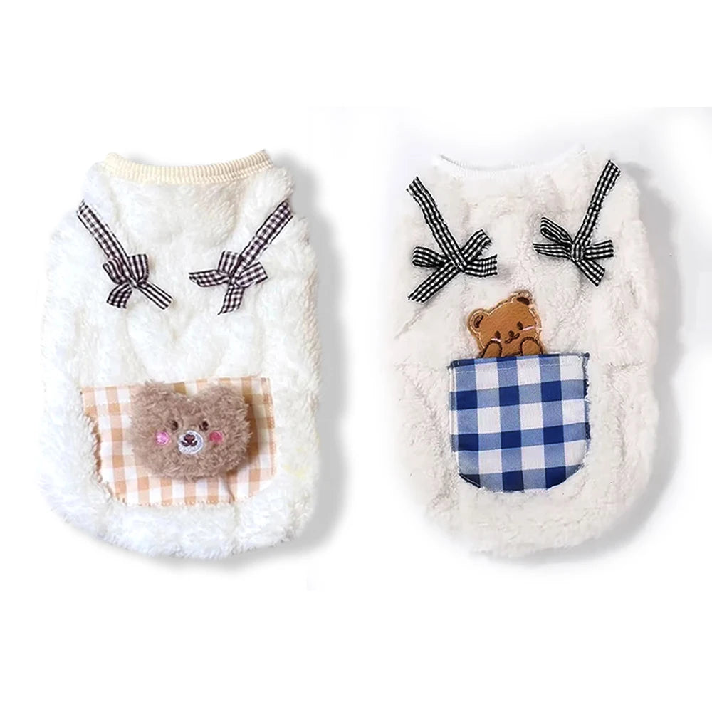Cozy Plush Pet Vest Warm Fleece Sleeveless Coat Small Dog Cat Indoor Wear
