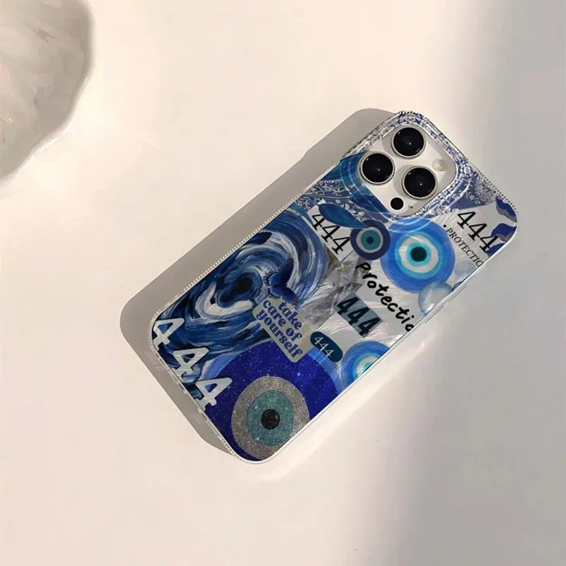 Evil Eye Butterfly Case for iPhone 17 16 15 14 13 12 11 Pro Max Plus 16e