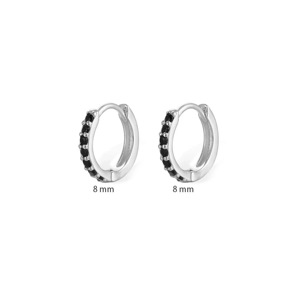 8mm Stainless Steel Minimal Hoop Earrings Zirconia Helix Tragus
