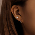 3PCS Trendy Double-layer Circle Cubic Zircon Star Hanging Earrings