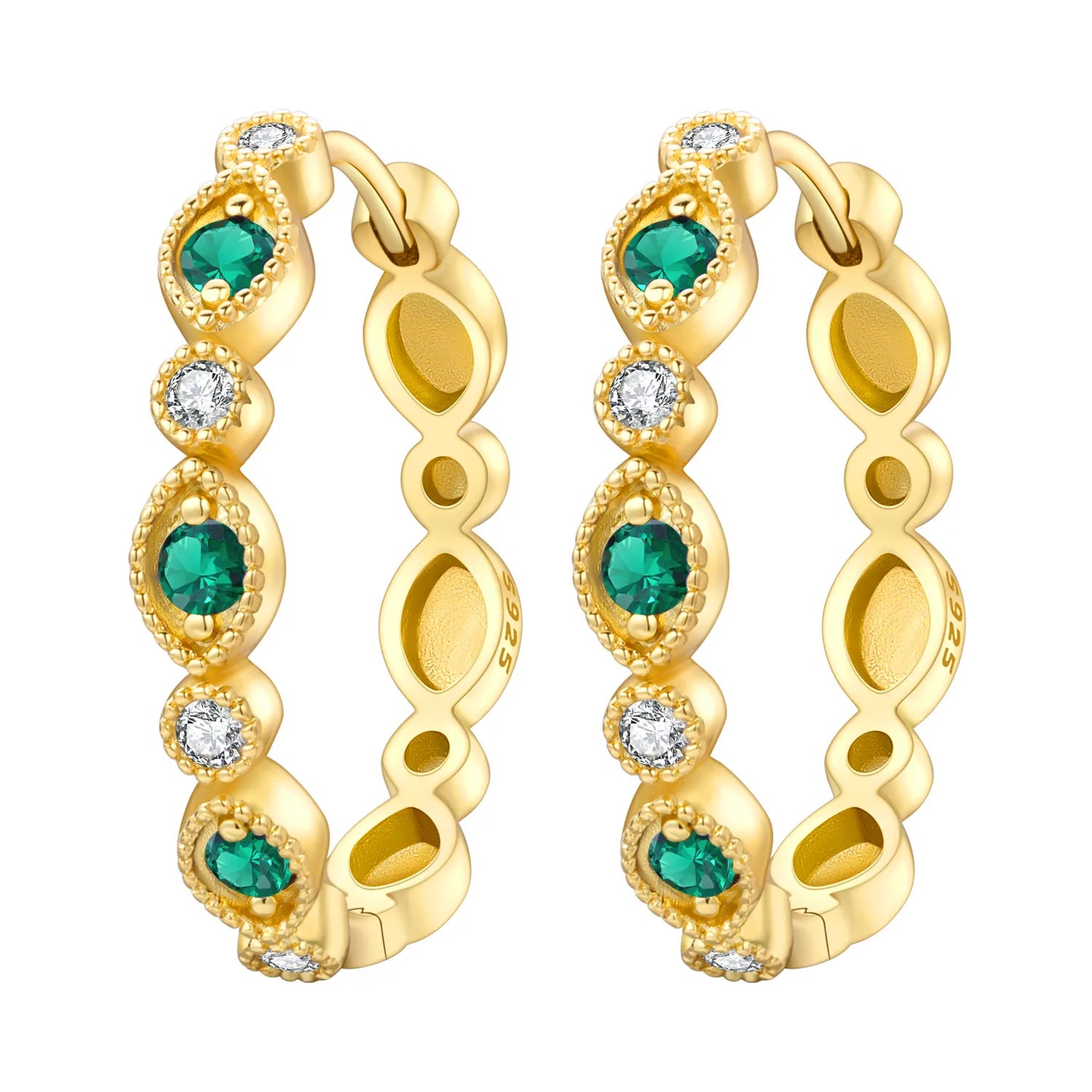 925 Sterling Silver Sparkling Zircon Hoop Earrings Trendy Jewellery Gift