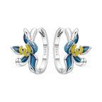 925 Sterling Silver Iris Flower Versatile Hoop Earrings Original Party Gift