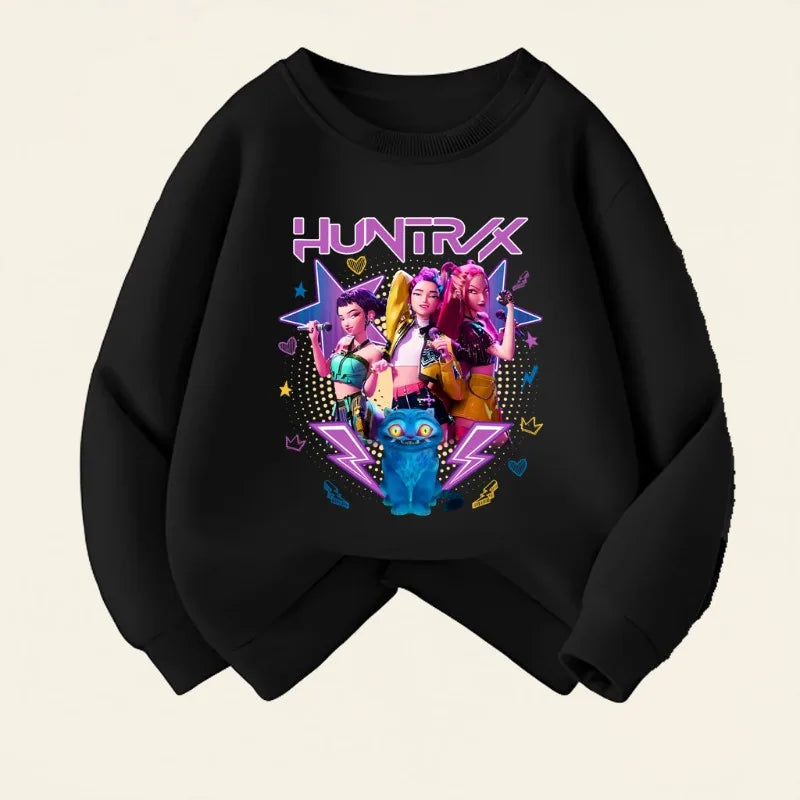 K-pop Girls O-Neck Thin Hoodies Spring Fall Casual Breathable Pullovers