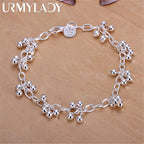 Charm Beads Chain Bracelet 925 Sterling Silver Women Wedding Gorgeous Jewelry