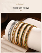 Stainless Steel Tennis Bracelets for Women, Iced Out 5A Cubic Zirconia Stones Charm Bracelets, Ladies Bridal Wedding Jewelry