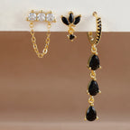 3PCS Sets Stainless Steel Two Hole Hoop Earring Small Leaf Studs