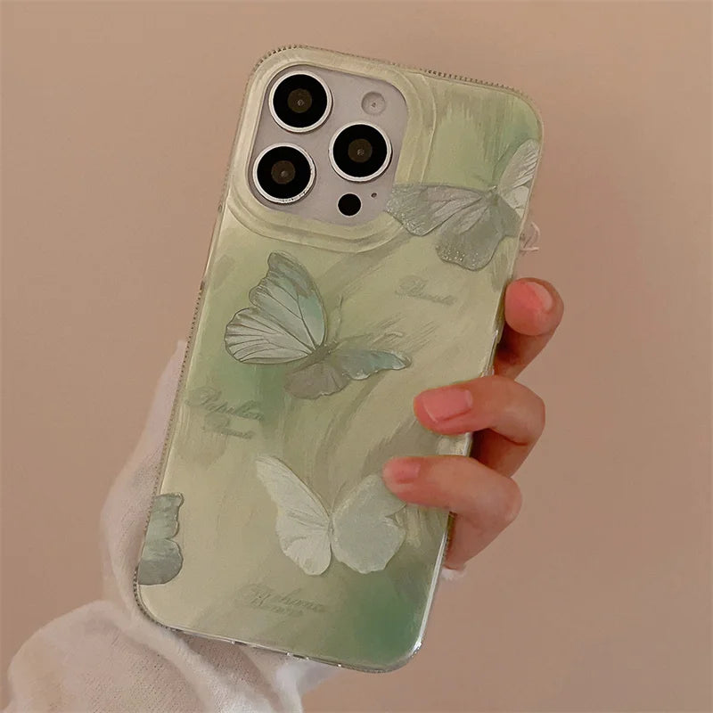 Green Gradient Butterfly Case for Samsung A55 A35 A15 S24 S23 Ultra S22 FE