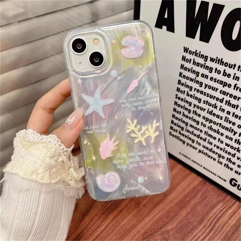 Shell Pattern Laser Case for Samsung A55 A54 A35 A16 S25 S24 S23 Ultra S22