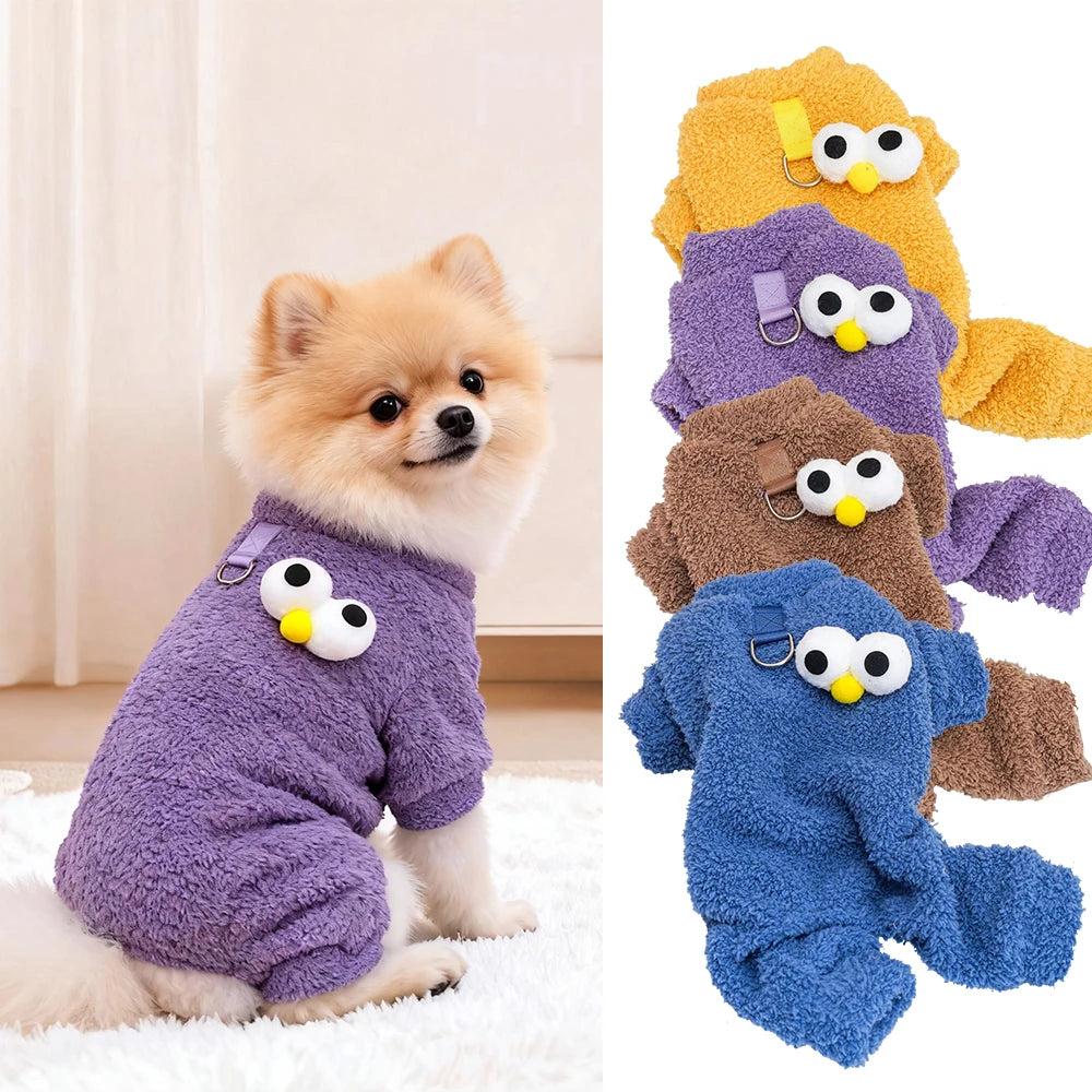 Plush Fleece Dog Winter Overall 4 Legs Full Body Jumpsuit Small Medium Dogs
