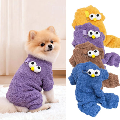 Plush Fleece Dog Winter Overall 4 Legs Full Body Jumpsuit Small Medium Dogs