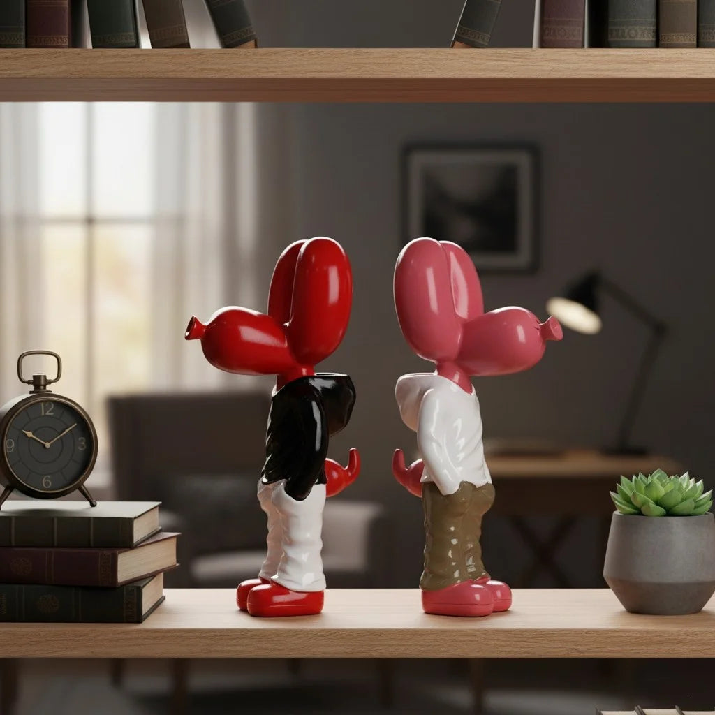 18cm Resin Balloon Dog Statue Cute Modern Art Collectible Figurine for Home Office Decor