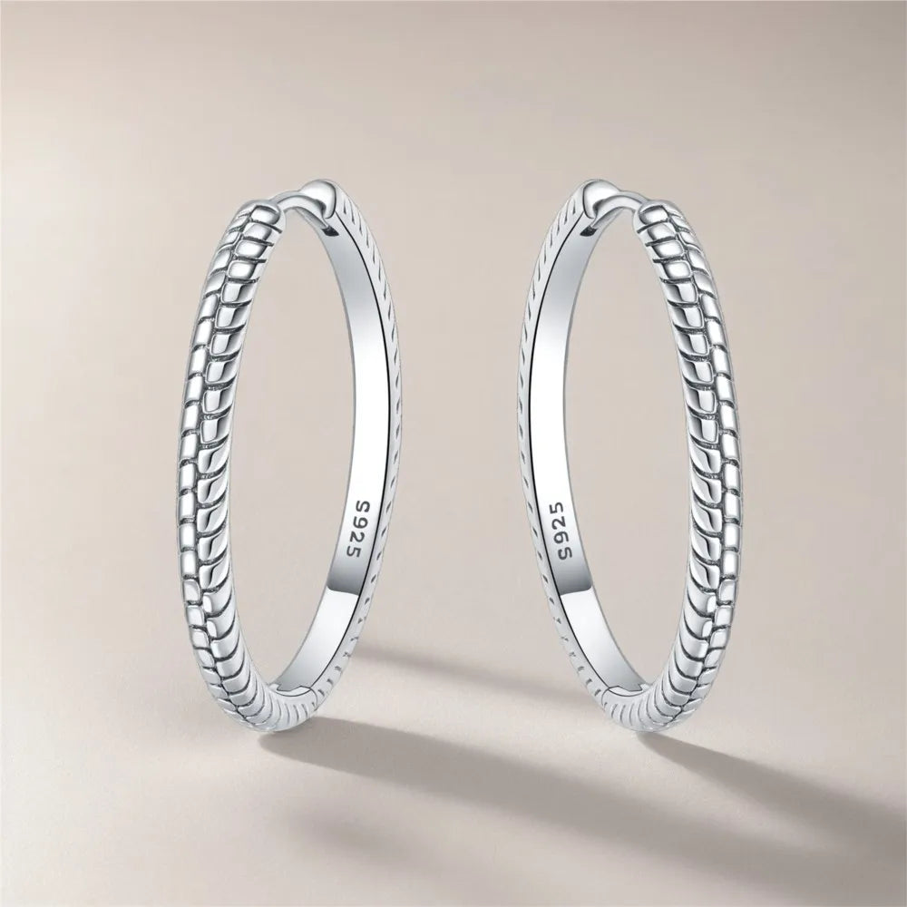 925 Sterling Silver Minimalist Designed Hoop Earrings Fine Birthday Gift