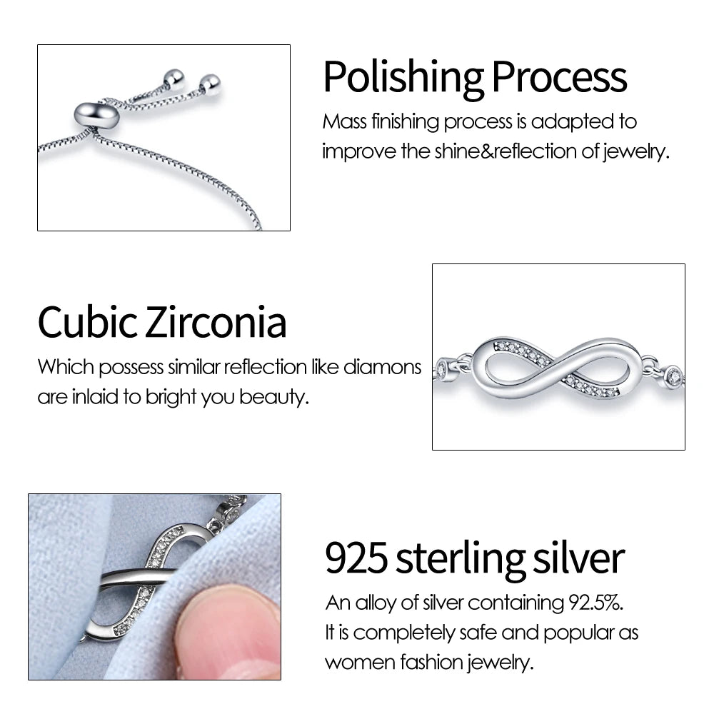 Bracelet Original 925 Silver Lucky Symbol Zircon Bracelet Luxury Jewelry For Woman Romantic Valentine's Day Jewelry Gifts