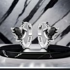 925 Sterling Silver Vine Love Black Zirconia Hoop Earrings Trendy Jewellery