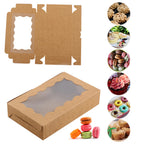 30 Pieces Kraft Bakery Box with Clear Window Cookie Box Bakery Candy Box for Pastry Biscuit Macaron Pie Candy Donuts