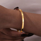 Cubic Zirconia Love Friendship Bracelets,6mm 4mm Women Bangles With CZ Stones, 18K Gold Plated Stainless Steel Jewelry