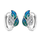925 Sterling Silver Blue Iris Flower Hoop Earrings Anniversary Jewellery Gift