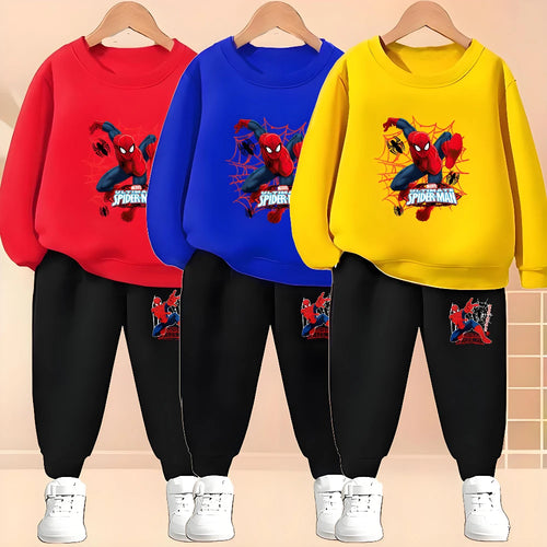 Boys Cartoon Print Pullover and Trousers 2-Piece Thin Casual Tracksuit