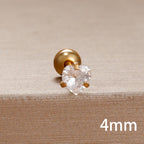 Korean Sweet Stainless Steel Zircon Heart Stud Earrings 3-6mm