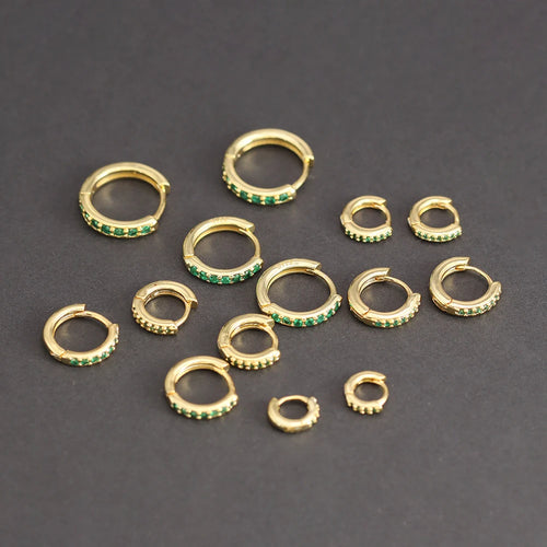 1 Pair Green Little Huggies Stainless Steel Hoop Earrings Tiny Rings