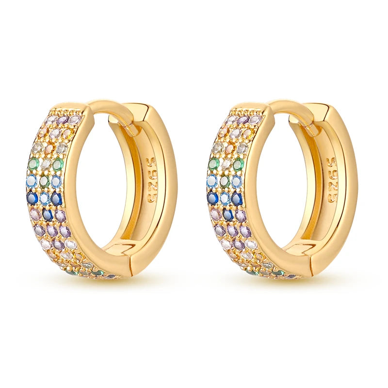 925 Sterling Silver Gold Temperament Versatile Hoop Earrings Birthday Gift