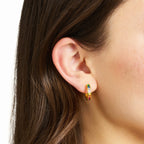 Gold Hinged Hoop Earrings Sparkling Rainbow 925 Sterling Silver Bohemia