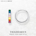 Rainbow Stone Hoop Earrings Creole 925 Sterling Silver Bohemia Gift