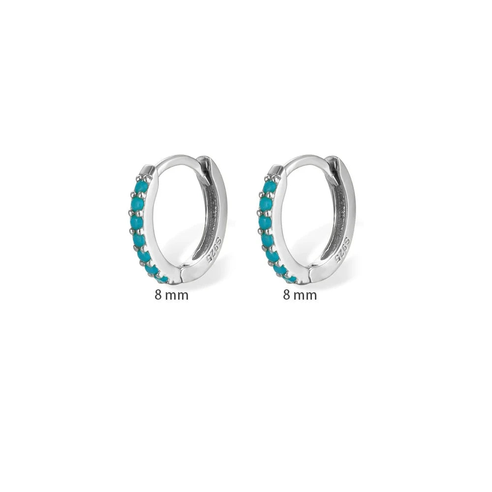 8mm Stainless Steel Minimal Hoop Earrings Zirconia Helix Tragus