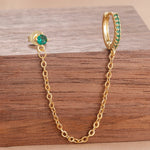Stainless Steel Gold Colour Chain Dangle Drop Earrings Clip Earring