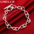 Twisted Circle Chain Bracelet 925 Sterling Silver Luxury Fashion Lovers Gift