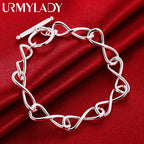 Twisted Circle Chain Bracelet 925 Sterling Silver Luxury Fashion Lovers Gift