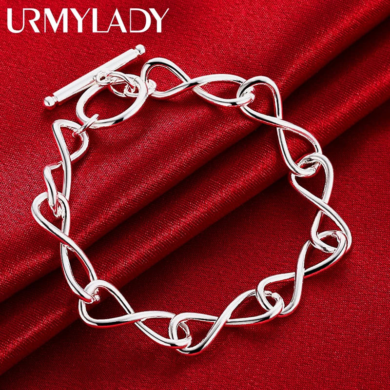 Twisted Circle Chain Bracelet 925 Sterling Silver Luxury Fashion Lovers Gift
