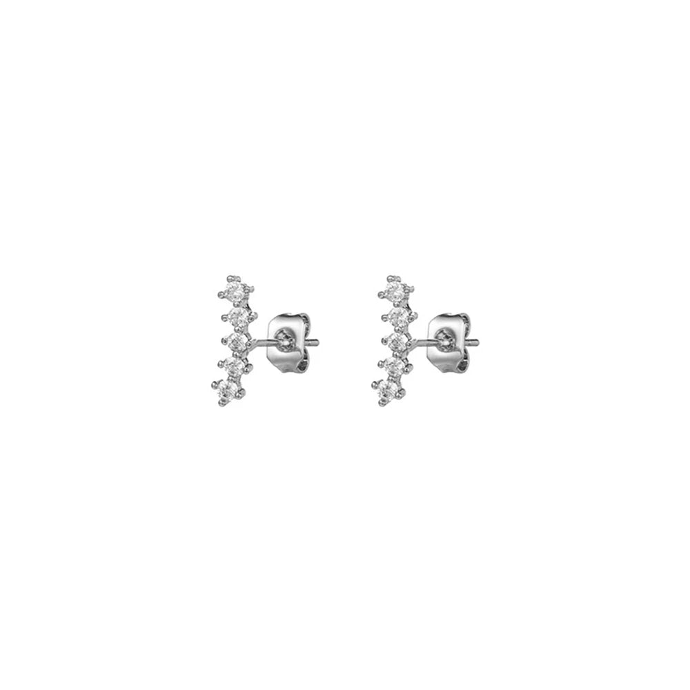 New Stainless Steel Zircon Star Cross Hoop Earring Gold y2k Crown