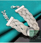 Braid Chain Bracelet 925 Sterling Silver Men Women Wedding Fashion Jewellery