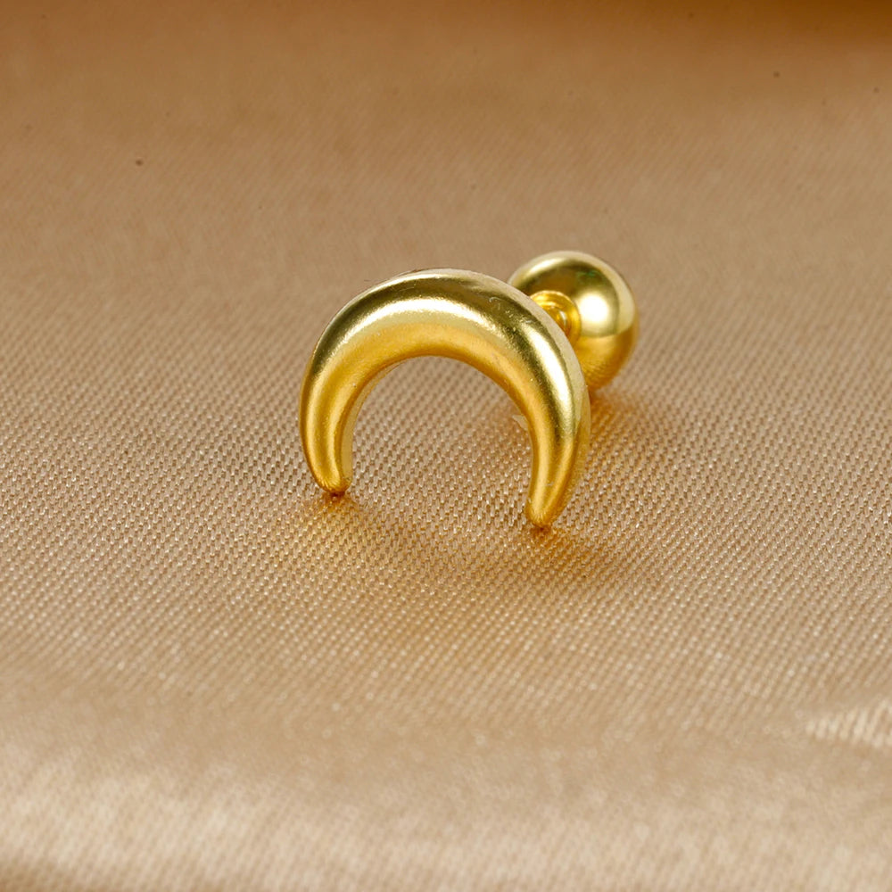 1pc Stainless Steel Moon Cross Stud Tiny Zirconia Rook Tragus Helix Piercing