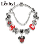 Pink Crystal Bead Charm Bracelet Colourful Enamel Handmade DIY Jewellery