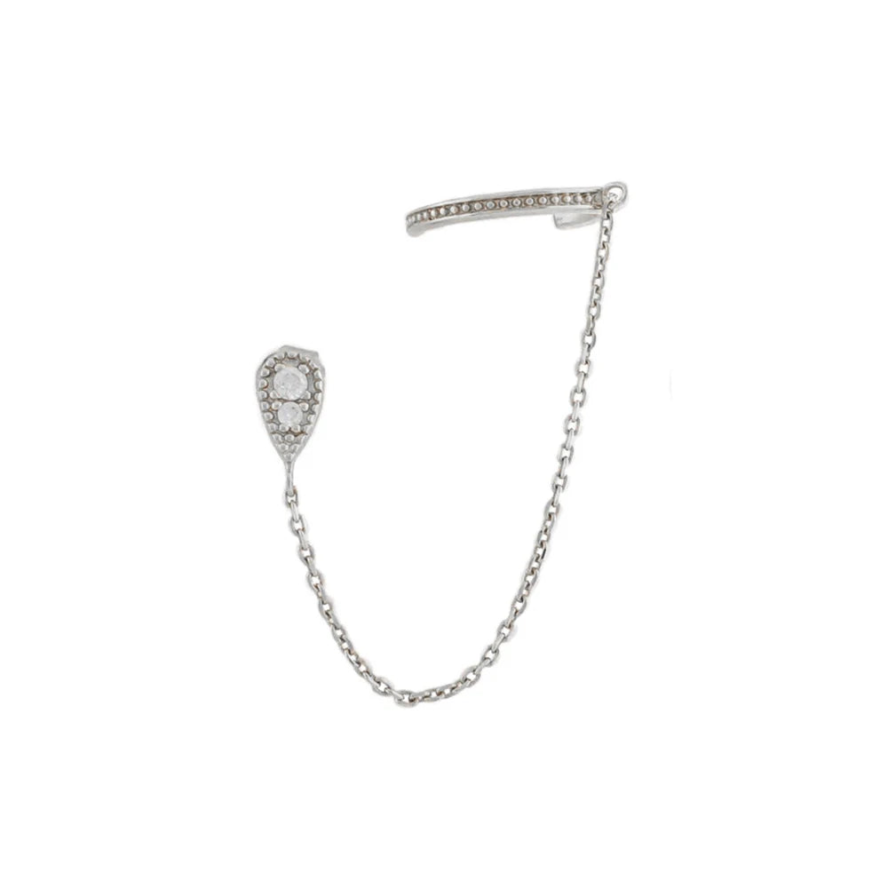 Stainless Steel Gold Colour Chain Dangle Drop Earrings Clip Earring