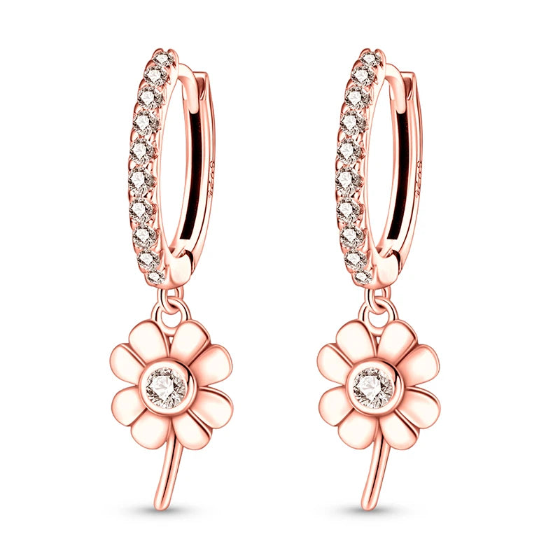 925 Sterling Silver Blue Hydrangea Flower Drop Earrings Anniversary Jewellery Gift