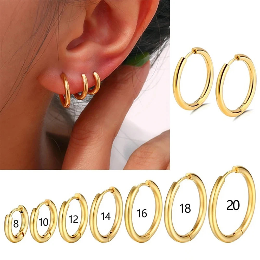 1Pairs/2Pcs Small Hoop Earrings Women Men Gold Silver Anti-allergy