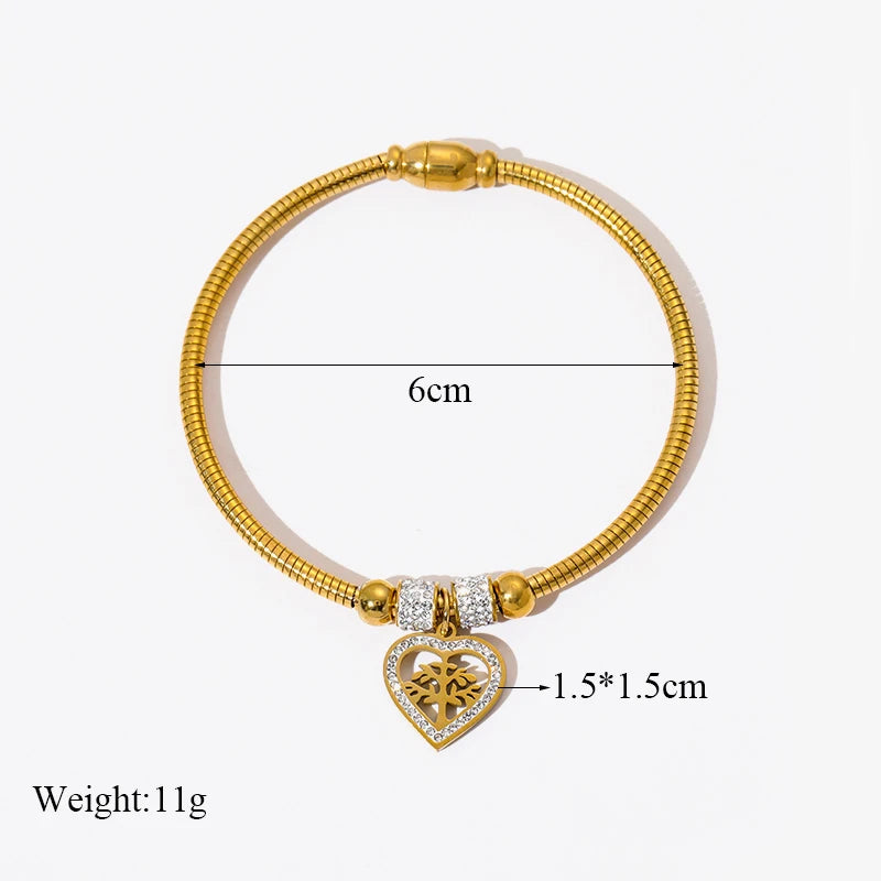 Heart Pearls Stainless Steel Charm Bracelet Girls Birthday Jewellery