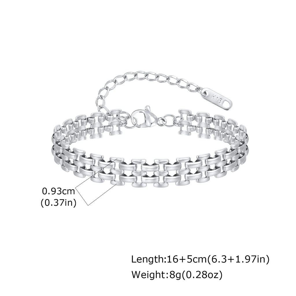 18k Gold Plated Mesh Link Bracelet for Women, Clavicle Chain Wrist Bracelet Polish Jewelry