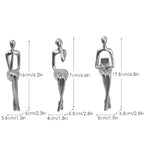 Set of 3 Abstract Figurines Nordic The Thinker Modern Art Sculpture Bookshelf Decor