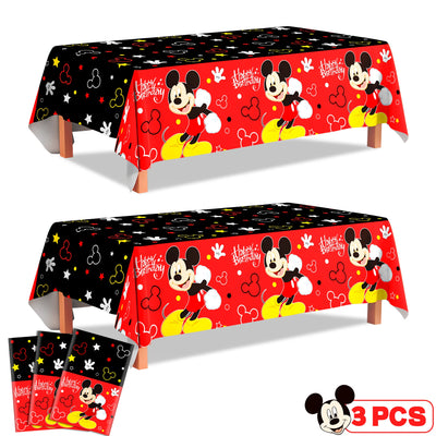 3pc Mickey Mouse Birthday Tablecloth Plastic Party Table Covers - Ship from UK