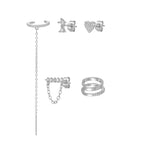 Trendy Gold Colour Long Tassel Chain Hanging Earrings Heart Clips