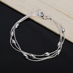 Snake Chain Beads Bracelet 925 Sterling Silver Women Party Wedding Jewellery