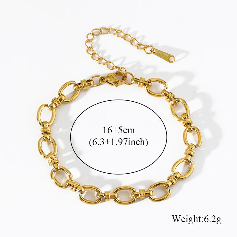 Flower Butterfly Heart Stainless Steel Charm Bracelet Gold Colour