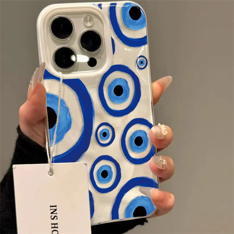 Retro Blue Eye Design Case for iPhone 17 16 15 14 13 12 11 Pro Max Plus Air
