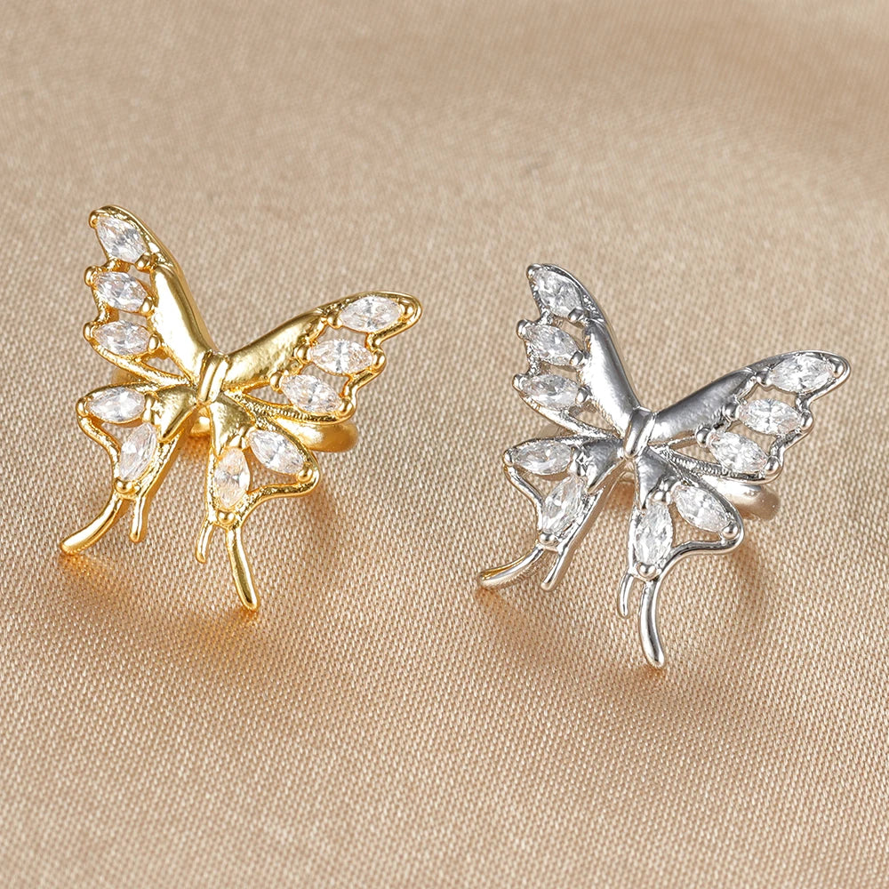 Butterfly Clip Earring Crystal Zirconia Stainless Steel Ear Cuff