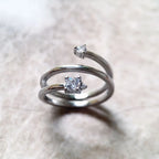Arrow White Stones Open Ring 925 Sterling Silver Trendy Jewellery Women